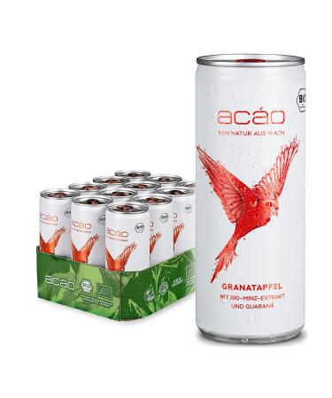 Ac o pomegranate mint organic refreshment drink with Guaran (12 250 ml can) including 3 deposit-the healthy alternative to energy drinks-low in calories organic certified & vegan pomegranate mint 250 ml (12 pack)