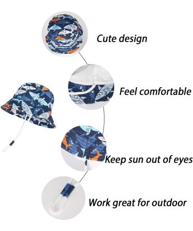 LANGZHEN Beach Sun Protection Hat for Baby Girls - Navy Shark, 6-12 Months - Buy Online on SooperMarket.com