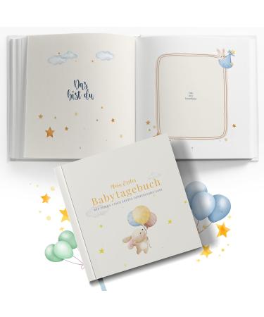Tiny Trees Baby Diary - My First Year (Hare) | 51 Pages Gift Box Included | Baby Milestone Book & Photo Album - Monthly Birthdays in German - Buy Online on SooperMarket.com