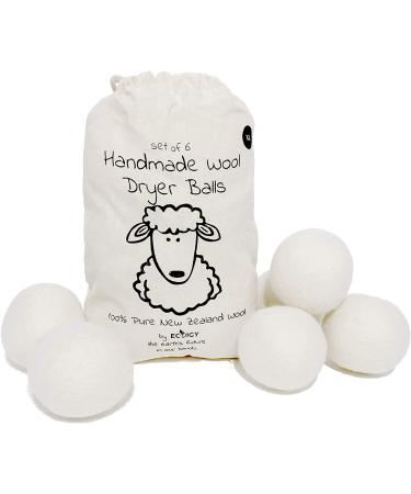 Wool Dryer Balls Organic XL 6-Pack by Ecoigy - Natural Fabric Softener for Laundry - New Zealand Wool - Reduce Dry Time & Energy Costs - Buy Online on SooperMarket.com