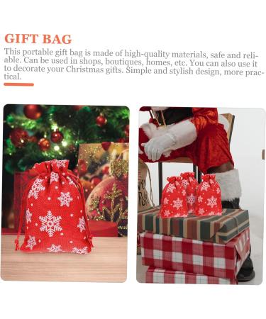 KOMBIUDA 10pcs Snowflake Burlap Bag Christmas Holiday Pouch Candy Storage Holder Drawstring Bag 14X10X0.3CM Red - Buy Online on SooperMarket.com