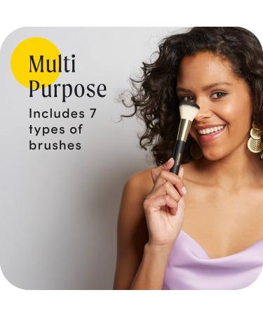 Cosmopolitan Makeup Brushes Make Up Brush Set of 7 Eyeshadow Brushes Bronzer Brush Contour Brush Blusher Brush Powder Brush Blending Brush Travel or Gift Set Silky Soft Bristles Black & Gold - Buy Online on SooperMarket.com