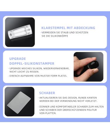 Clear Jelly Nail Art Stamp | Double-End Silicone Tools & 3 Rollers | Stamped Nail Art Essentials - Buy Online on SooperMarket.com