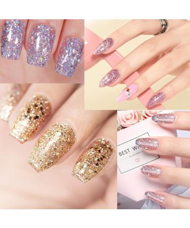 Glitter Nail Polish Set - Reflective Glitter Nail Varnish Sets - 5 Colours Sparkly Shiny Nail Polish Kit - Quick Dry Nail Varnish Gift Sets - No Need Baking Nail Polish for DIY Nail Art Sparkly pink+blue+red+gold+purple - Buy Online on SooperMarket.com