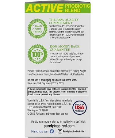 Purely Inspired Probiotics for Weight Loss - 84 Easy-to-Swallow Veggie Capsules - Buy Online on SooperMarket.com