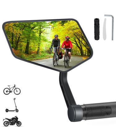Bicycle mirror on the left with an extra large HD convex mirror extra long anti-shake arm 360 adjustable bike mirror for various bicycles e-bikes motorcycles inner diameter 15 20mm left |Type A