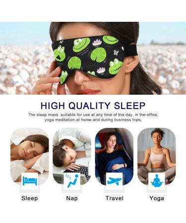 Haskirky Light Blocking Eye Mask - Breathable & Adjustable - For Adults - Ideal for Travel, Yoga, Meditation - Cute Green Frogs Design - Buy Online on SooperMarket.com