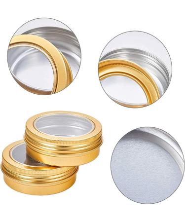 20 Pcs 2oz Aluminum Tin Jars with Clear Screw Lid - Refillable Containers for Lip Balm, Cream, Gold - Cosmetics Storage - Buy Online on SooperMarket.com