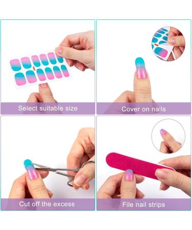 Gradient Color Nail Wraps 8 Sheet Set with Nail File & Scissors - Multicoloured Nail Art Strips for Women & Girls - Buy Online on SooperMarket.com