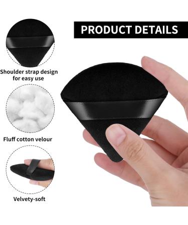 12pc Triangle Powder Puff Makeup Sponges with Strap - Soft Velour Beauty Tool for Mineral Powder & Foundation - Black - Buy Online on SooperMarket.com
