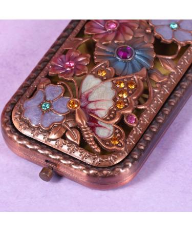 LEORX Antique Butterfly Compact Mirror for Women - Foldable Double Sided Metal Makeup Mirror - Buy Online on SooperMarket.com