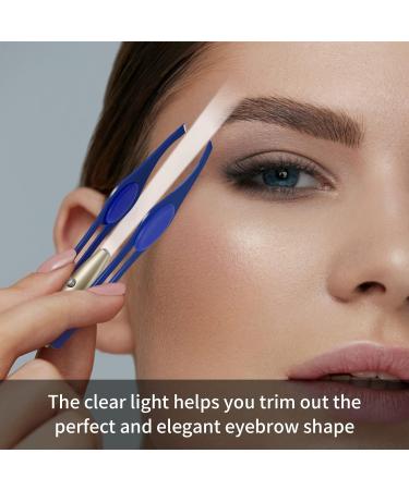 Fuyamp 2Pcs LED Lighted Tweezers Set - Stainless Steel Precision Tools for Hair Removal, Eyebrows, and Eyelashes - Perfect for Men and Women (Black+Blue) - Buy Online on SooperMarket.com