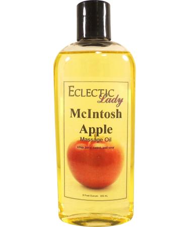 McIntosh Apple Massage Oil 8 oz With Sweet Almond Oil and Jojoba Oil Preservative Free Perfect for Aromatherapy and Relaxation 8 Ounce