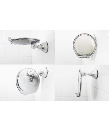 Fogless Shower Mirror with Power Locking Suction Cup - Razor Hook, 360 Rotating Arm - Bathroom Shaving Mirror (Chrome) - Buy Online on SooperMarket.com