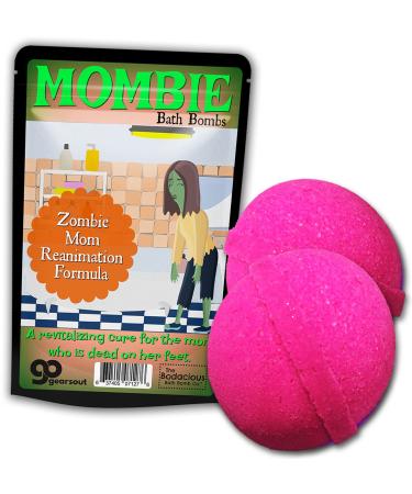 Mombie Bath Bombs Zombie Pink XL 5 Ounces  Set of 2 Pretty Pink Bath Fun Zombie for Women Pink Bath Balls for Moms Motherhood Gags for New Moms Stocking Stuffers for Mothers XL Bath Fizzers