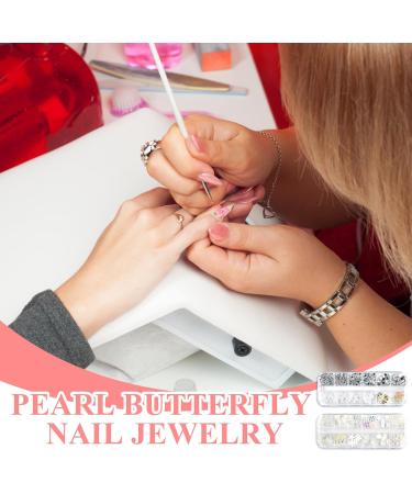 Bedazzled Butterfly Nail Charms Set - 24 Styles of Pearls, Crystals, and Gold Gems for Christmas Nail Art - DIY Nail Technician Accessories - Buy Online on SooperMarket.com