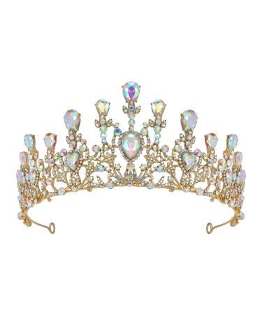 SWEETV Tiara Crown for Women Girls  Wedding Tiara for Bride  Multicolored Beauty Queen Crown Diadem  Pageant Prom Quinceanera Birthday Hair Accessories AB Crystal-1