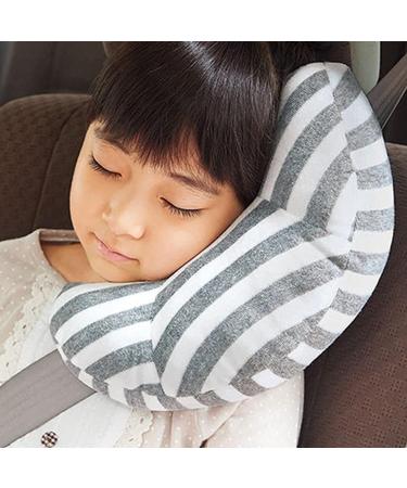Kids Car Seat Belt Cover Set - Soft Shoulder Pad for Safety & Comfort | Travel Pillow & Neck Support | Universal Fit for Boys & Girls | 1pc Grey Stripe + 1pc Pink Stripe - Buy Online on SooperMarket.com