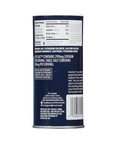 Morton Salt Lite Salt 11 oz Canister - Pack of 6 | Low Sodium Salt Option - Buy Online on SooperMarket.com