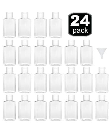 HULISEN 24 Pack 2 oz Clear Empty Hand Sanitizer Bottles | Travel Size Containers with Flip Cap | Refillable for Hand Sanitizer - Baby Shower Favor | Not for High Viscosity Liquids - Buy Online on SooperMarket.com