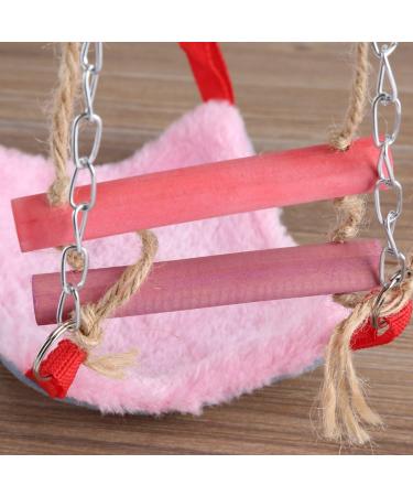 Parrot Swing Ladder Pets Birds Climbing Toy Wood Ladder Warm Hammock Cotton Rope Cage Hanging Decor for Small Animals Ferret Parrots Rat Hamster (Pink) - Buy Online on SooperMarket.com