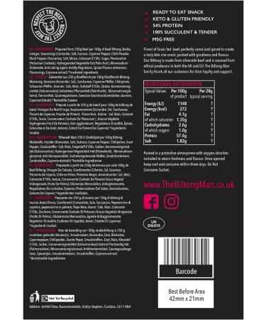 Biltong Man Peri-Peri Beef Biltong 500g Pack - Healthy High Protein Dried Chilli Beef Snack - Buy Online on SooperMarket.com