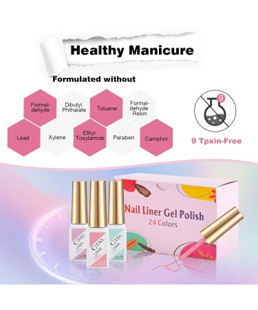 24 Colors Gel Liner Nail Art Kit - Neon UV LED Polish Set with Brush | Soak Off Manicure for DIY & Salon Use | Perfect Gift for Women - Buy Online on SooperMarket.com