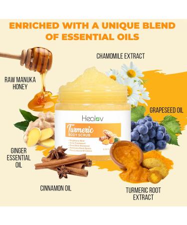 Turmeric Body Scrub - All-Natural Skin Brightening Exfoliator for Face & Body - Boost Circulation & Improve Discoloration - Buy Online on SooperMarket.com