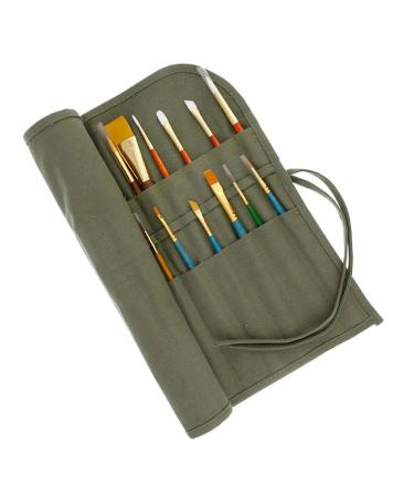 U.S. Art Supply Deluxe Canvas Art Paint Brush Holder & Storage Organizer Roll-Up Case Bag - 24 Slot Pockets Carry Pouch - Protect Artist Acrylic Oil Watercolor Paintbrushes - Store Pencils Pens Tools