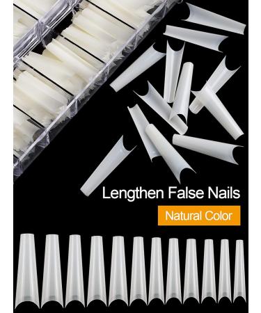 Kalolary 480pcs XXL Natural Color False Nail Tips - Extra Long Half Cover French Acrylic Nail Art Extension Tools in Clear Box - Buy Online on SooperMarket.com
