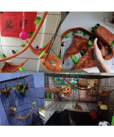 5pcs Hamster Hanging Cage Accessories Set: Leaf Wood Design Hammock, Swing, Ropeway Channel - for Guinea Pig, Rat, Birds, Parrot, Gerbil, Sugar Glider, Squirrel - Buy Online on SooperMarket.com