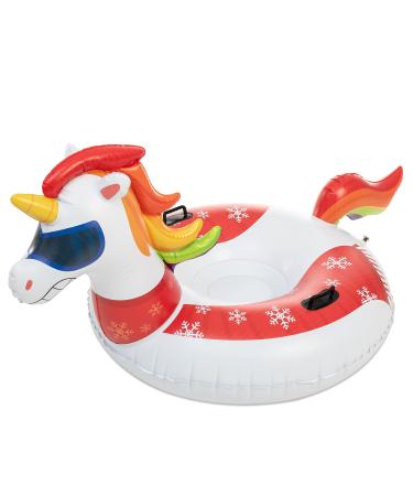 JOYIN 47 Inflatable Snow Tube for Kids and Adults, Heavy-Duty Snow Tube for Sledding, Great Inflatable Snow Tubes for Winter Fun and Family Activities (Unicorn)