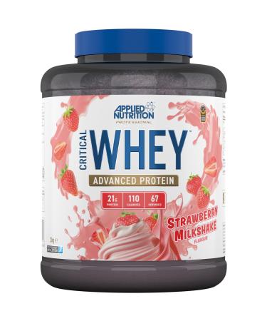 Applied Nutrition Critical Whey Protein Powder 2kg - High Protein Powder Protein Milkshake Muscle Building Supplement with BCAAs & Glutamine (2kg - 67 Servings) (Strawberry Milkshake) Strawberry 2 kg (Pack of 1)