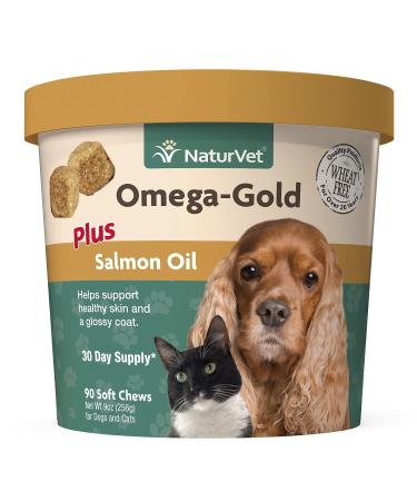 NaturVet Omega-Gold Plus Salmon Oil For Dogs & Cats 90 Soft Chews