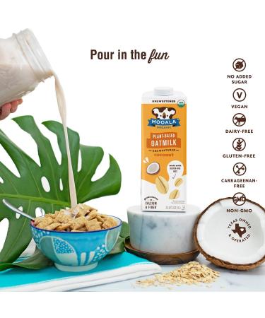 Mooala Organic Coconut Oatmilk Unsweetened 1L (Pack of 6) | Non-Dairy, Gluten-Free, Vegan & Plant-Based Beverage - No Added Sugar | Shelf-Stable - Buy Online on SooperMarket.com