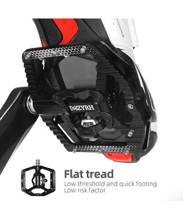 Black MZYRH MTB Mountain Bike Pedals with Cleats - Dual Function SPD Compatible, Sealed Clipless Aluminum, 3 Bearings - 9/16 Platform - Buy Online on SooperMarket.com