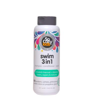 SoCozy Kids Swim 3-in-1 Shampoo, Conditioner & Body Wash - 3-in-1 Combo Pool Shampoo & Conditioner for Swimmers - Salt & Chlorine Removing Activated Charcoal