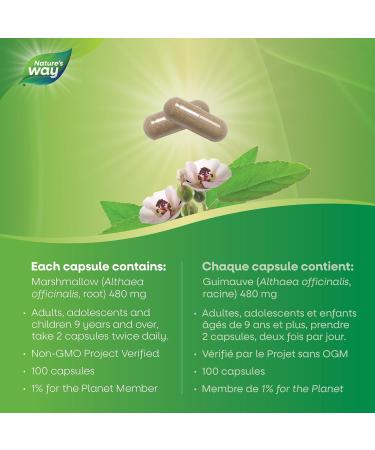 Nature s Way Marshmallow Root - Dry Cough Relief with Marshmallow Root - 100 Vegetarian Capsules - Buy Online on SooperMarket.com
