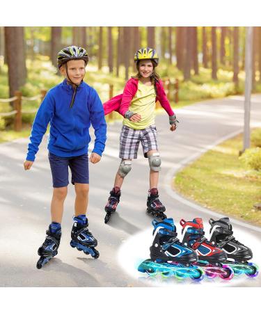 MonSports Adjustable Inline Skates for Kids - Red/Black/Blue - Light-up Wheels - Size L (US 5-8) - Buy Online on SooperMarket.com