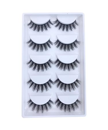 5 Pairs False Eyelashes 3D Lashes Mink Fluffy 16MM Natural Look False Eyelashes Wispies Long Extension Eyelashes Pack Makeup Thick Fake Eyelashes Soft Reusable Lashe