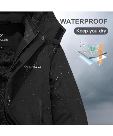 Boys Waterproof Ski Jacket | Windproof Winter Coat | Removable Hood | Black - Size 14-16 - Buy Online on SooperMarket.com