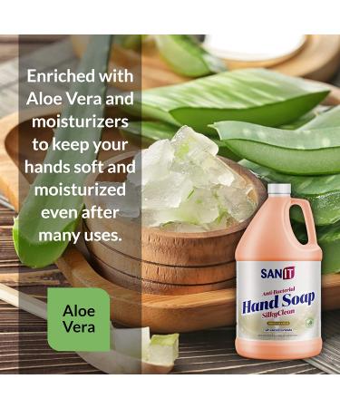 Sanit Silky Clean Antibacterial Hand Soap Refill - 1 Gallon with Coconut Oil & Aloe Vera - All Natural & Moisturizing - Made in USA - Buy Online on SooperMarket.com