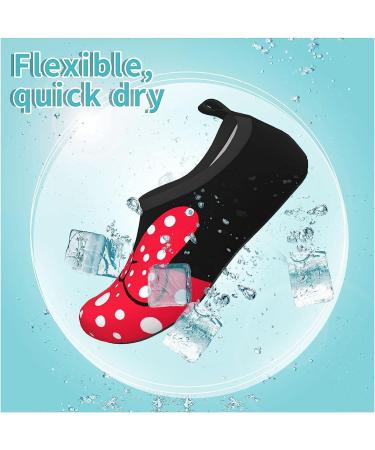 Kawaii Red Bow Polka Dot Water Shoes for Boys and Girls | Quick Dry Non-Slip Aqua Socks for Beach Swim | Size 11-12 - Buy Online on SooperMarket.com