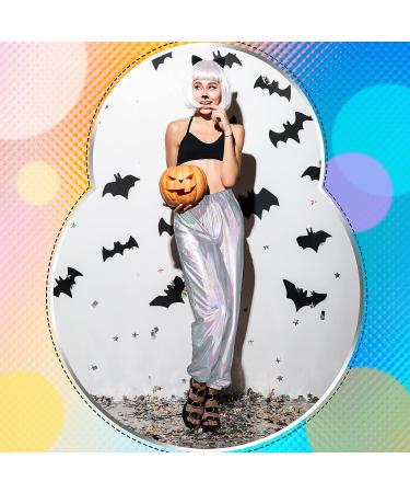 Women's Metallic Shiny Hip Hop Pants - 70s Disco Punk Trousers for Carnival, Halloween, Rave Dance Party - Silver - Buy Online on SooperMarket.com