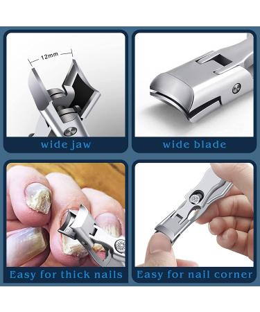 Extra Large Heavy Duty Men's Nail Clippers for Thick Nails - Stainless Steel, Wide Jaw Opening, Long Handle with Catcher File - Buy Online on SooperMarket.com