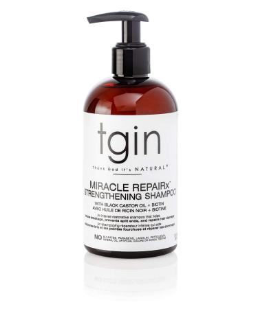 tgin Miracle RepaiRx Strengthening Shampoo For Damaged Hair with Black Castor Oil and Biotin - Repair - Protect - Restore - 13 Oz