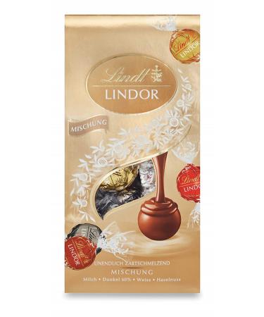 Lindt chocolate lindor mixture |137 g bag |approx. 10 balls with a delicate melting filling in the varieties milk dark 60% white hazelnut |Praline gift |Gift mixture 137 g (1 Pack)