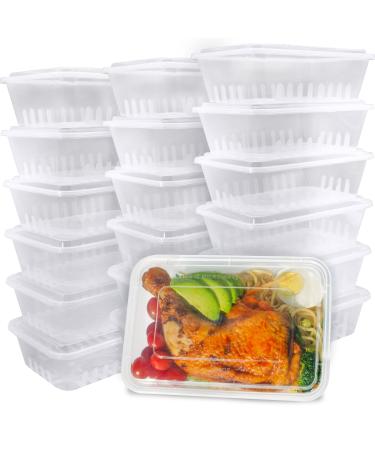 ganfaner 50pk 50oz/1500ml Large Disposable Plastic Food Container Box Grab To Go, Clear BPA Free Meal Prep Container w/Lid for Charcuterie, Reusable Organize Storage Combo Box