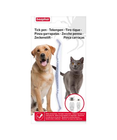 BEAPHAR - Tick pen for dogs and cats - Safely remove ticks - Double head catching slot for all tick sizes - Reusable - Can be taken anywhere - 12 cm - White
