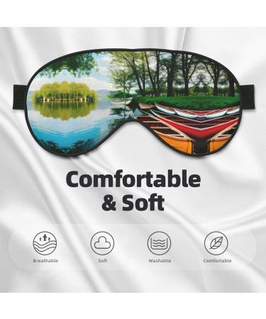 Lake with Boats Canoes Eye Mask | Soft Breathable Travel Sleep Patch for Relaxation - Buy Online on SooperMarket.com